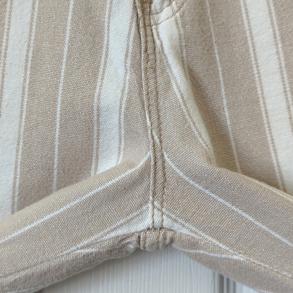 NY Line 90's Vintage Classic Striped High Waisted Tapered Leg Pants Tan White 28 - Picture 13 of 15